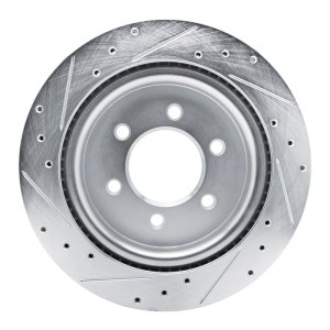 Ford F-150 Brake Rotor (1) - Rear Right - R1 Concepts - Drilled & Slotted - Silver - `21-`25